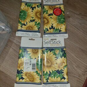 VTG 4 Rolls Sunworthy Self Stick Wallpaper Border Sunflowers 20 Yards Total
